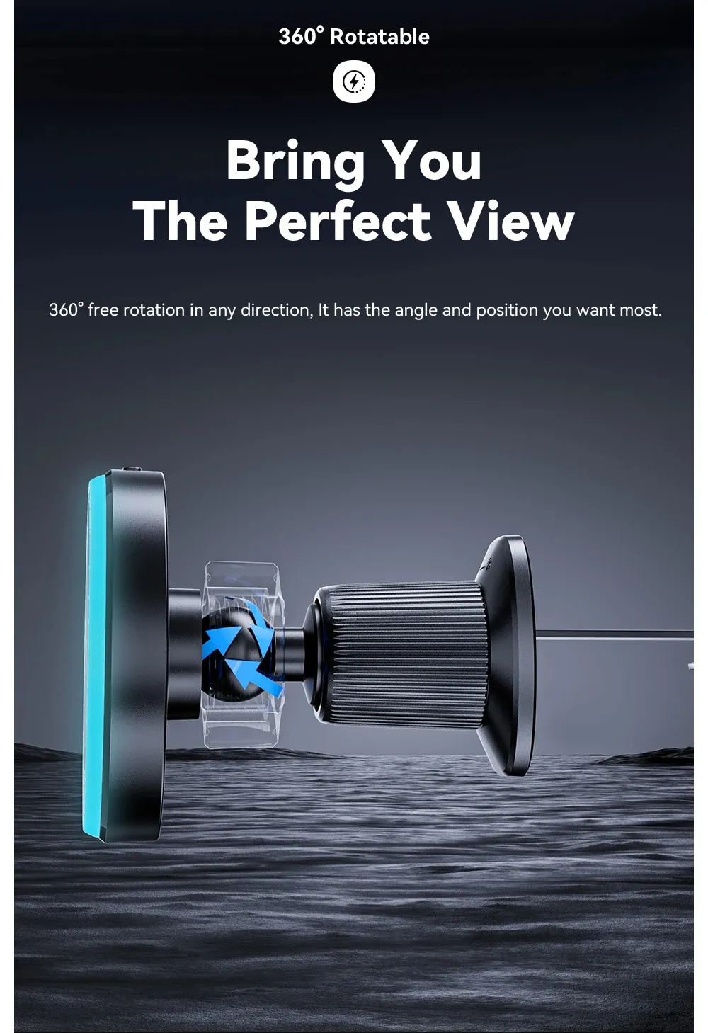 ESSAGER Magnetic Wireless Charger Car Holder RGB Color Lighting 360° Free Rotation 15W Fast Charge Suitable For Dashboard Air Outlets 4.5-7 inch Mobile Devices ESSAGER Magnetic Wireless Charger Car Holder RGB Color Lighting 360° Free Rotation 15W Fast Charge Suitable For Dashboard Air Outlets 4.5-7 inch Mobile Devices