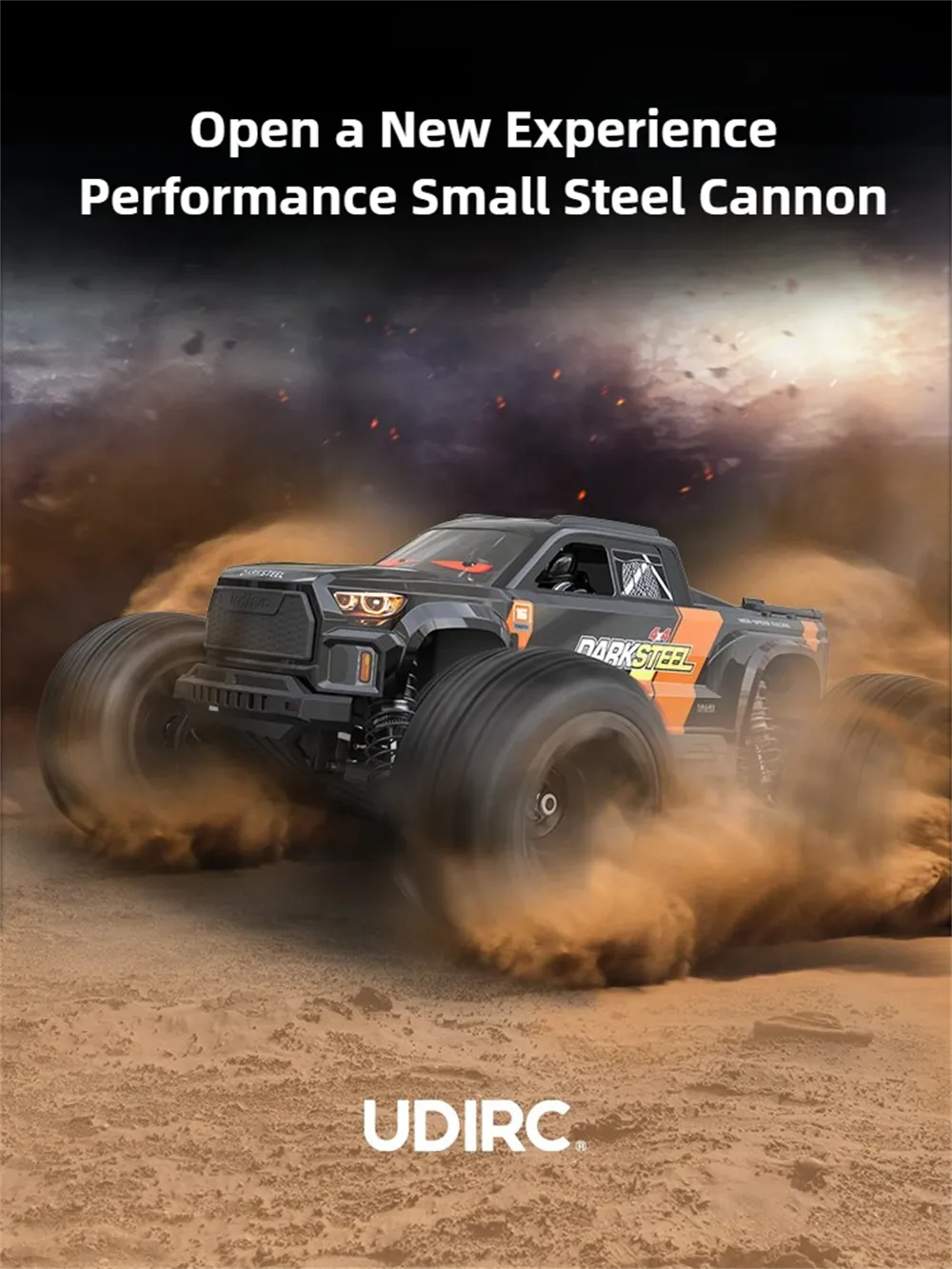 UDIRC 1610S 1/16 2.4G 4WD 80km/h Brushless RC Car LED Light Full Proportional Off-Road Climbing Truck High Speed Large Foot Remote Control Vehicles Models Oil Filled Shocks Metal Dogbone Toys