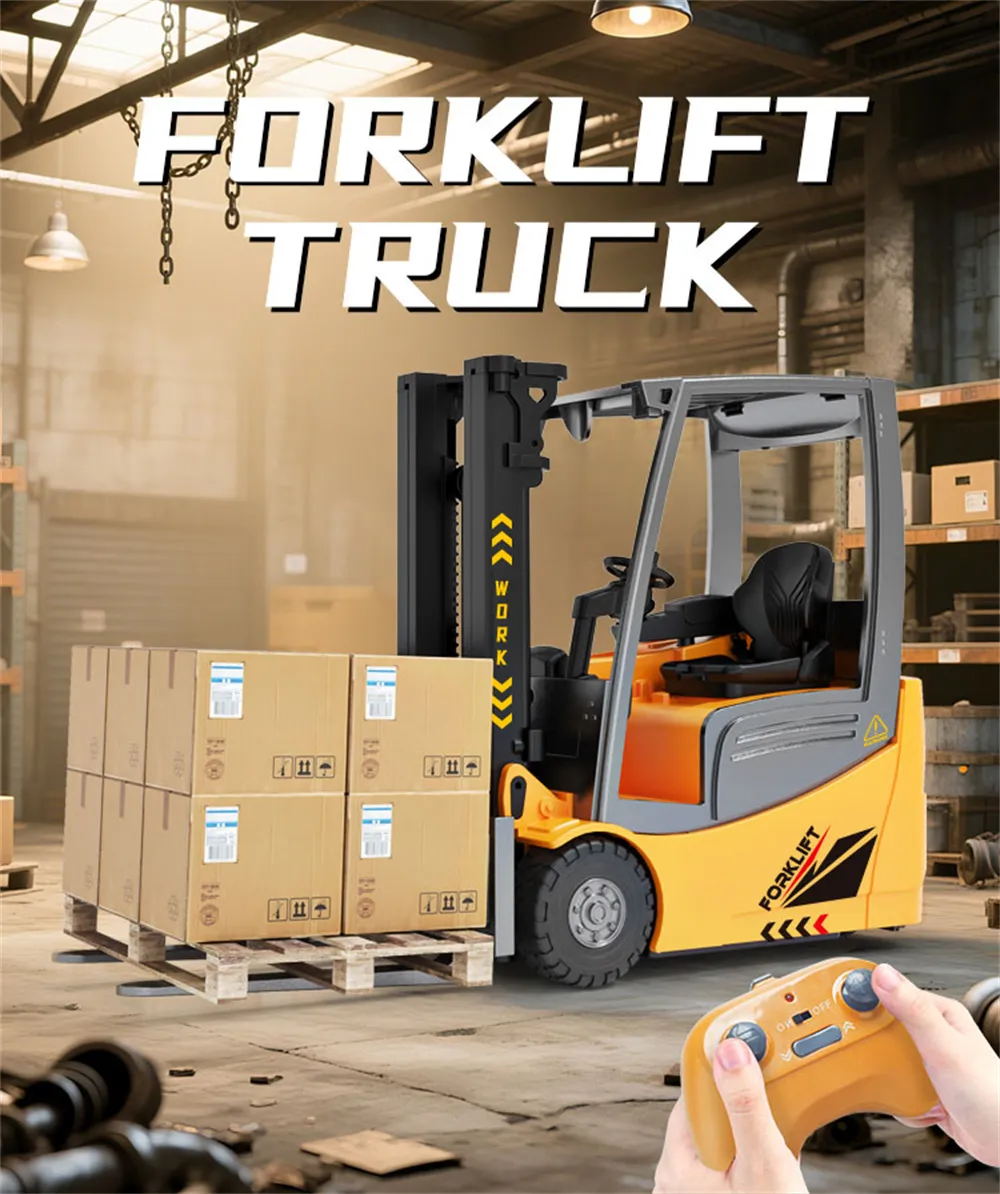 YD001 RTR 1/50 2.4G RC Car Forklift Truck Simulation Crane Loader Remote Controlled Full Direction Engineering Vehicle Desktop Toys Model Collection Gift For Boys