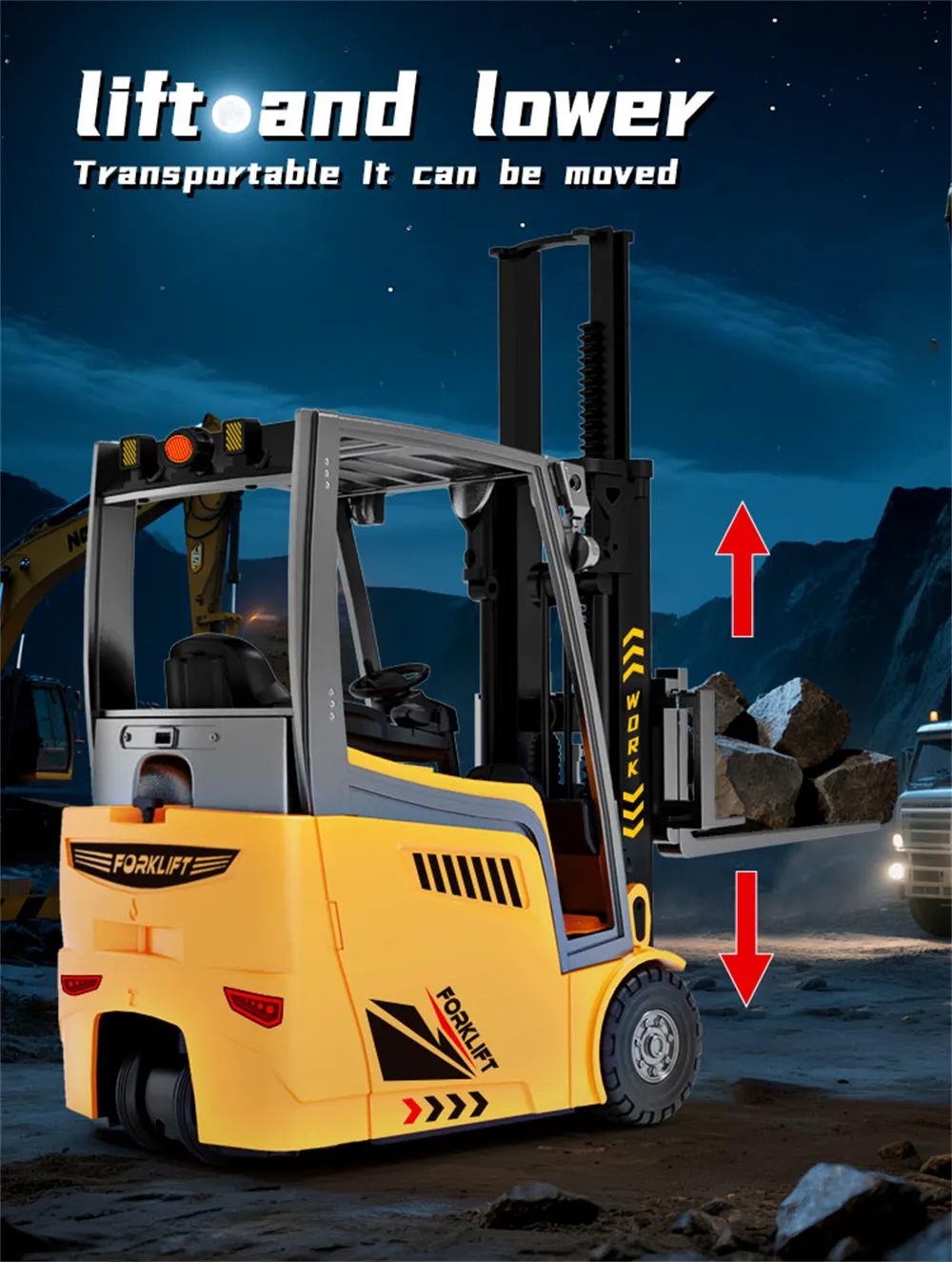 YD001 RTR 1/50 2.4G RC Car Forklift Truck Simulation Crane Loader Remote Controlled Full Direction Engineering Vehicle Desktop Toys Model Collection Gift For Boys