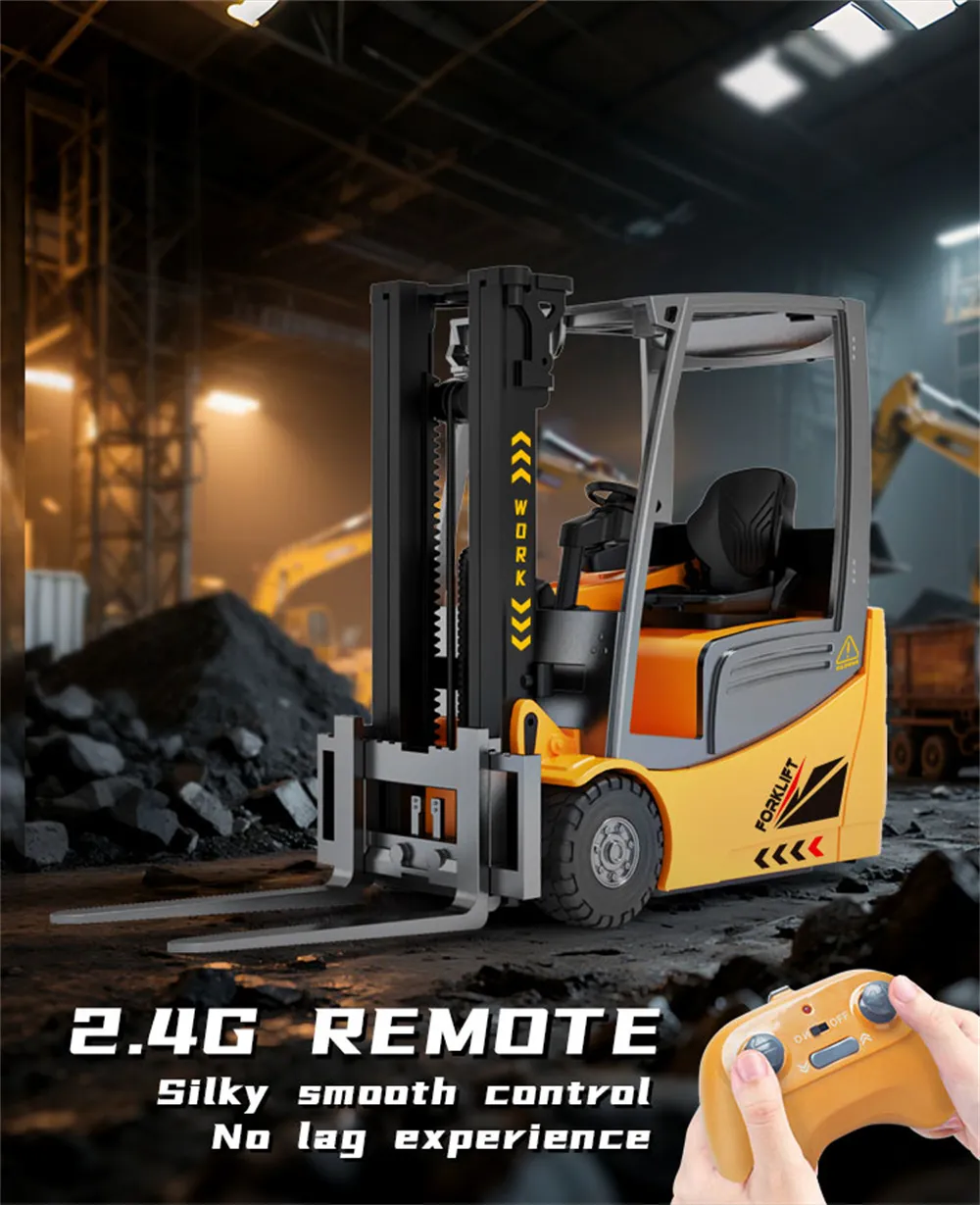 YD001 RTR 1/50 2.4G RC Car Forklift Truck Simulation Crane Loader Remote Controlled Full Direction Engineering Vehicle Desktop Toys Model Collection Gift For Boys