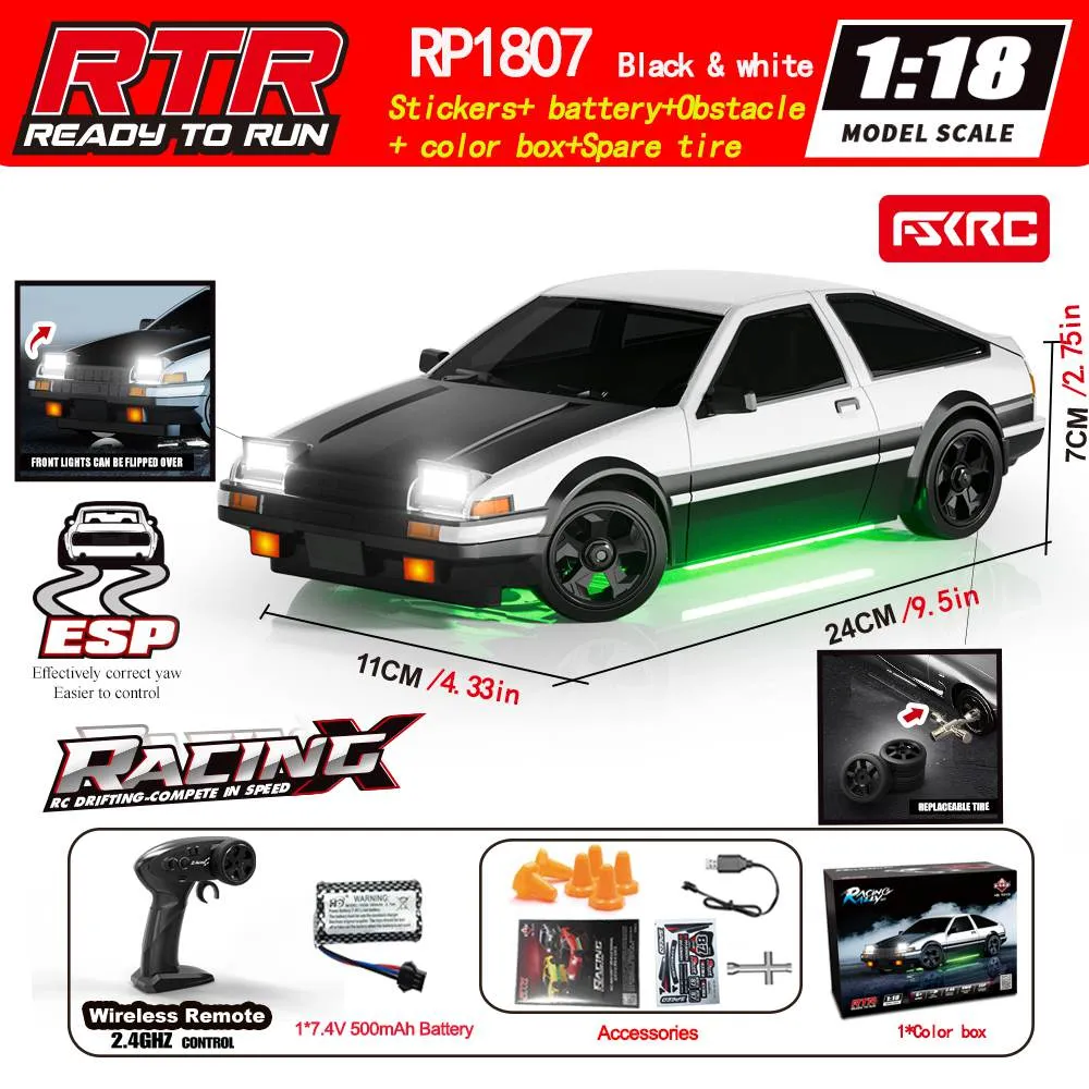 HB Toys RTR RP1801-1809 1/18 2.4G 4WD Drift RC Car ESP Gyro Full Proportional Racing LED Light Remote Control High-Speed Motor On-Road Racing Vehicle Model Boys Gifts Toys HB Toys RTR RP1801-1809 1/18 2.4G 4WD Drift RC Car ESP Gyro Full Proportional Racing LED Light Remote Control High-Speed Motor On-Road Racing Vehicle Model Boys Gifts Toys