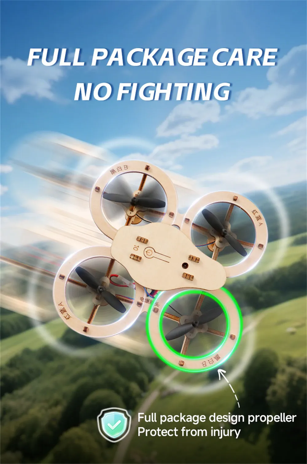 LKHRC DIY Wooden Building Blocks Flying Toys Assembled KIT Remote Control Aircraft Training RC Drone Quadcopter Air Pressure High Hold Mode