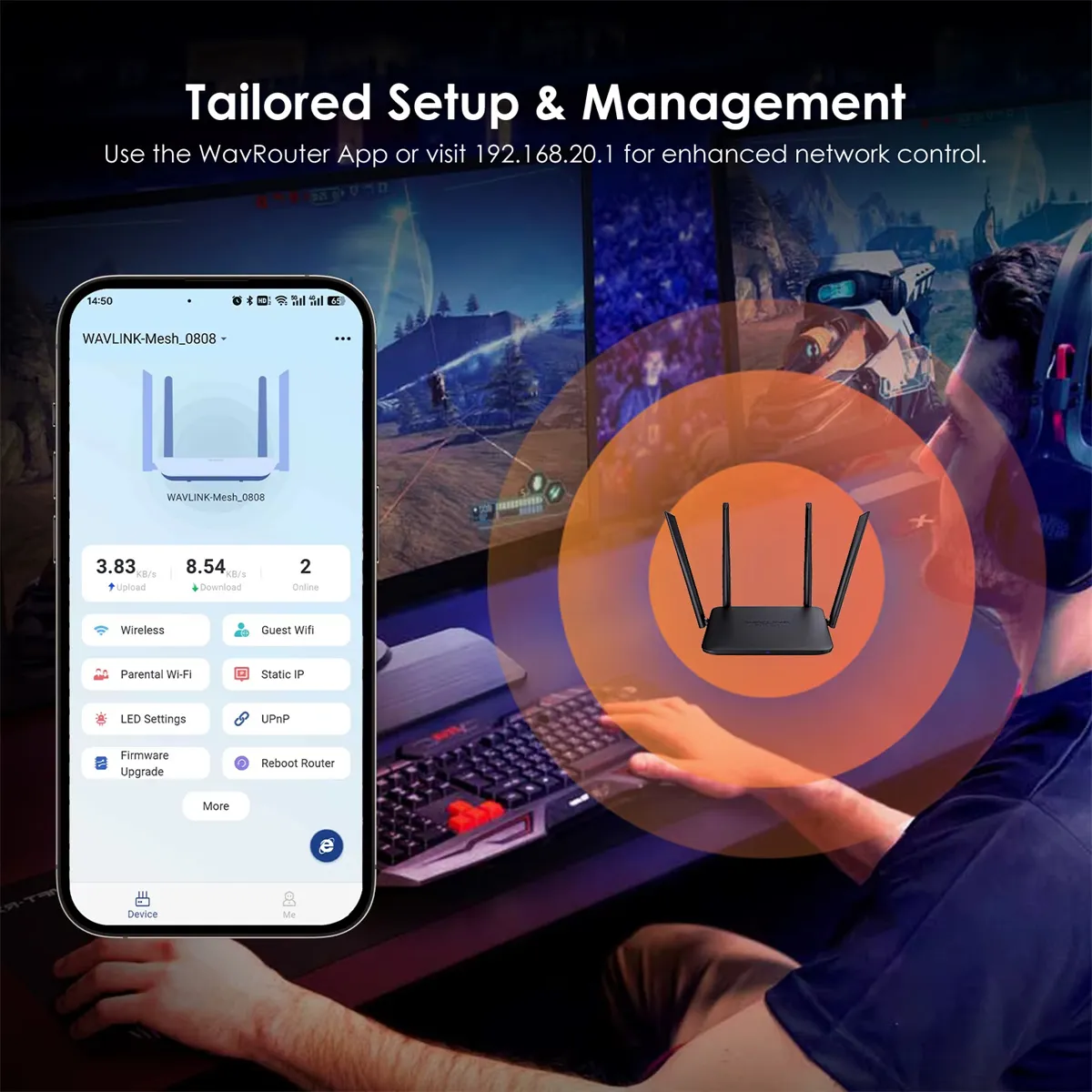 WAVLINK BE3600 WiFi 7 Router Dual Band Full Gigabit Gaming Router 1WAN 3LAN Gigabit Ports 4096-QAM OFDMA MU-MIMO Support Mesh/Router/AP/Repeater Mode WAVLINK BE3600 WiFi 7 Router Dual Band Full Gigabit Gaming Router 1WAN 3LAN Gigabit Ports 4096-QAM OFDMA MU-MIMO Support Mesh/Router/AP/Repeater Mode