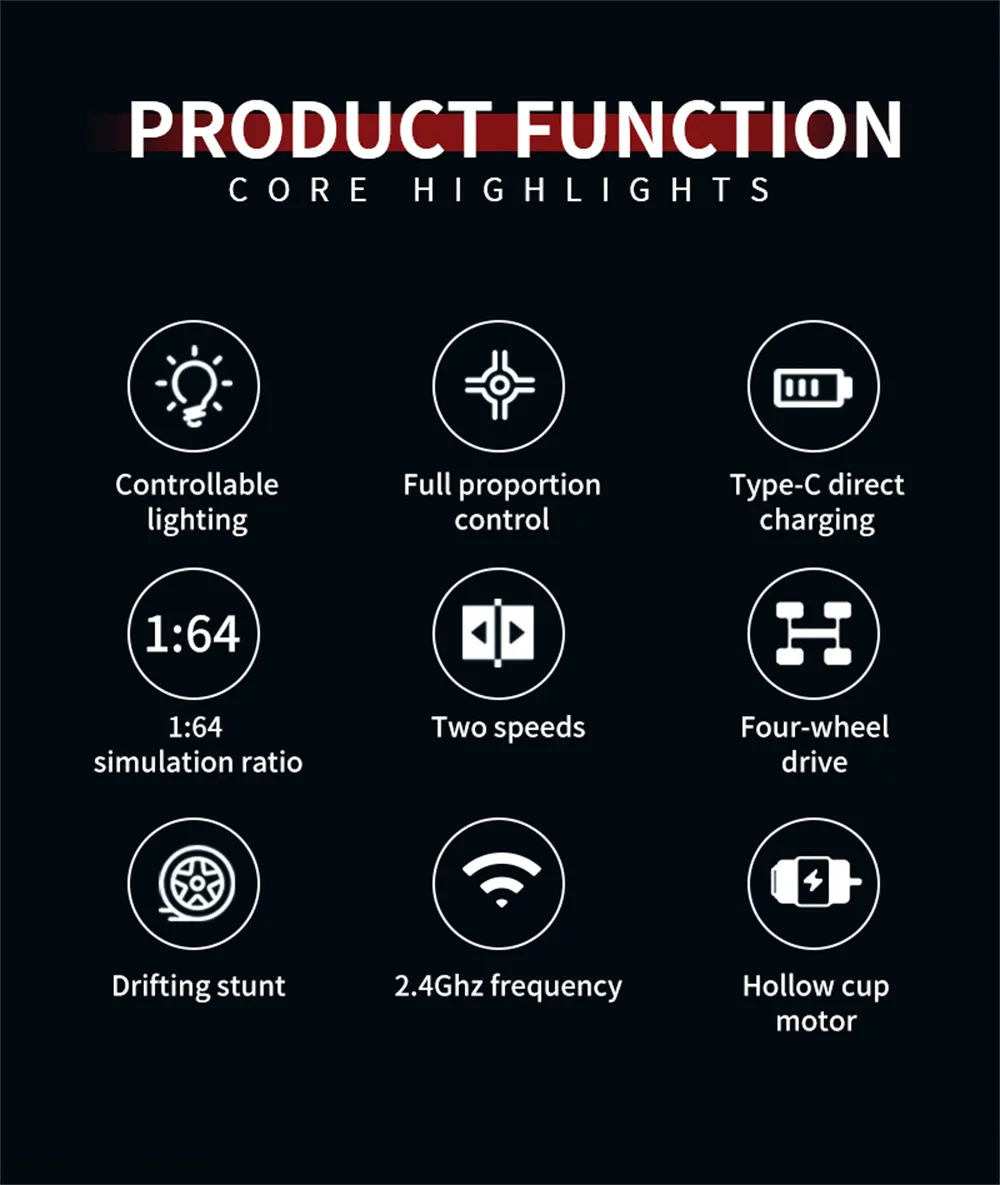 XCL-165 1/64 2.4G 4WD Drift RC Car Mini Racing LED Light Full Proportional Remote Control High Speed On-Road Racing Vehicle Model Boys Gifts Toys XCL-165 1/64 2.4G 4WD Drift RC Car Mini Racing LED Light Full Proportional Remote Control High Speed On-Road Racing Vehicle Model Boys Gifts Toys