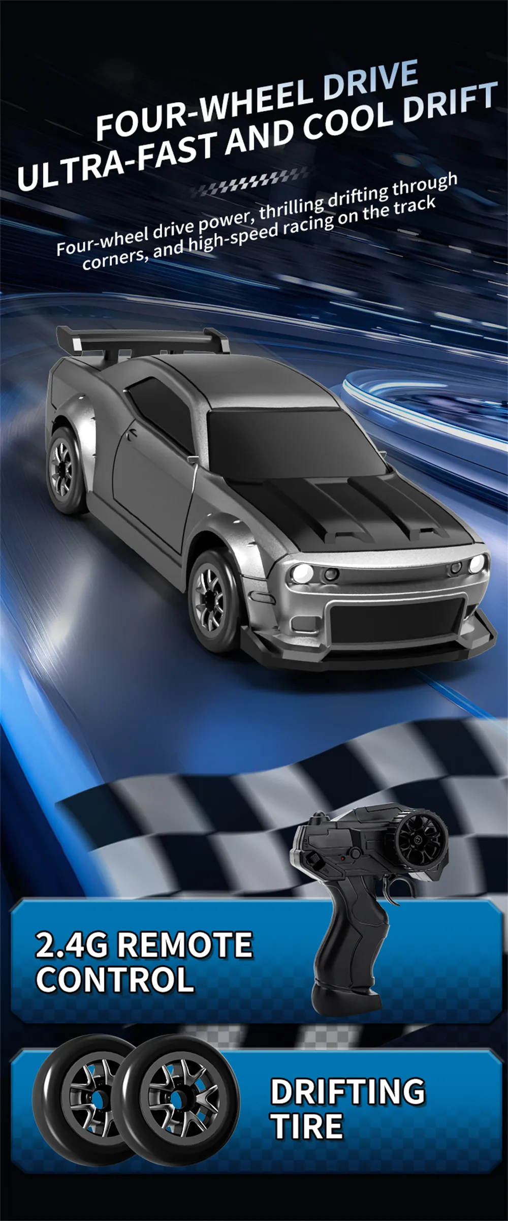 XCL-165 1/64 2.4G 4WD Drift RC Car Mini Racing LED Light Full Proportional Remote Control High Speed On-Road Racing Vehicle Model Boys Gifts Toys XCL-165 1/64 2.4G 4WD Drift RC Car Mini Racing LED Light Full Proportional Remote Control High Speed On-Road Racing Vehicle Model Boys Gifts Toys