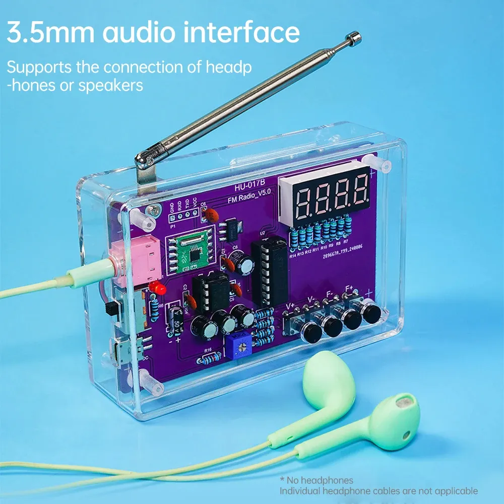 HU-017B DIY FM Radio Kit 87-108MHz LED Display Multifunction Adjustable Volume USB Power Portable Electronics Radio Assembly Kit High Sensitivity Noise Reduction HU-017B DIY FM Radio Kit 87-108MHz LED Display Multifunction Adjustable Volume USB Power Portable Electronics Radio Assembly Kit High Sensitivity Noise Reduction