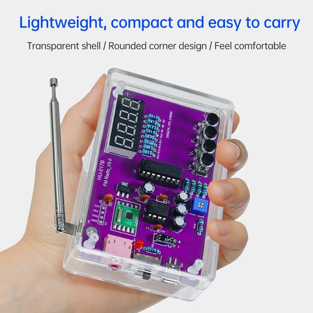 HU-017B DIY FM Radio Kit 87-108MHz LED Display Multifunction Adjustable Volume USB Power Portable Electronics Radio Assembly Kit High Sensitivity Noise Reduction HU-017B DIY FM Radio Kit 87-108MHz LED Display Multifunction Adjustable Volume USB Power Portable Electronics Radio Assembly Kit High Sensitivity Noise Reduction