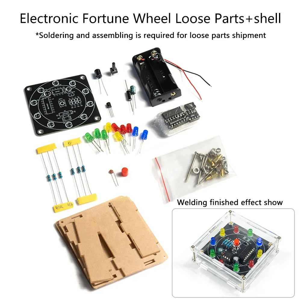 10 LED Lucky Wheel DIY Kit NE555 CD4017 Beginner Circuit Assembly Random Number Game Kit PCB Material Educational STEM Electronic 10 LED Lucky Wheel DIY Kit NE555 CD4017 Beginner Circuit Assembly Random Number Game Kit PCB Material Educational STEM Electronic