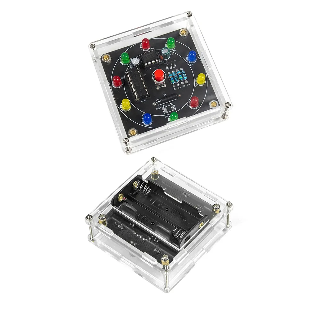 10 LED Lucky Wheel DIY Kit NE555 CD4017 Beginner Circuit Assembly Random Number Game Kit PCB Material Educational STEM Electronic 10 LED Lucky Wheel DIY Kit NE555 CD4017 Beginner Circuit Assembly Random Number Game Kit PCB Material Educational STEM Electronic