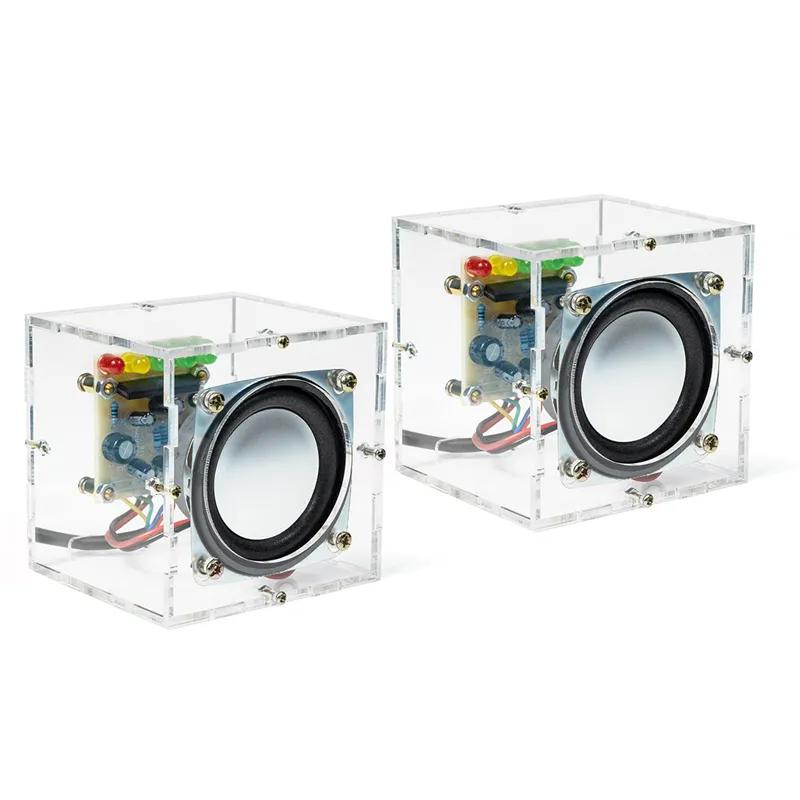 HU-023 Mini Crystal Speaker DIY Kit Dual Channel 3W Power Compact LED Music Spectrum Display Computer Phone Audio Desktop Speaker Assembly