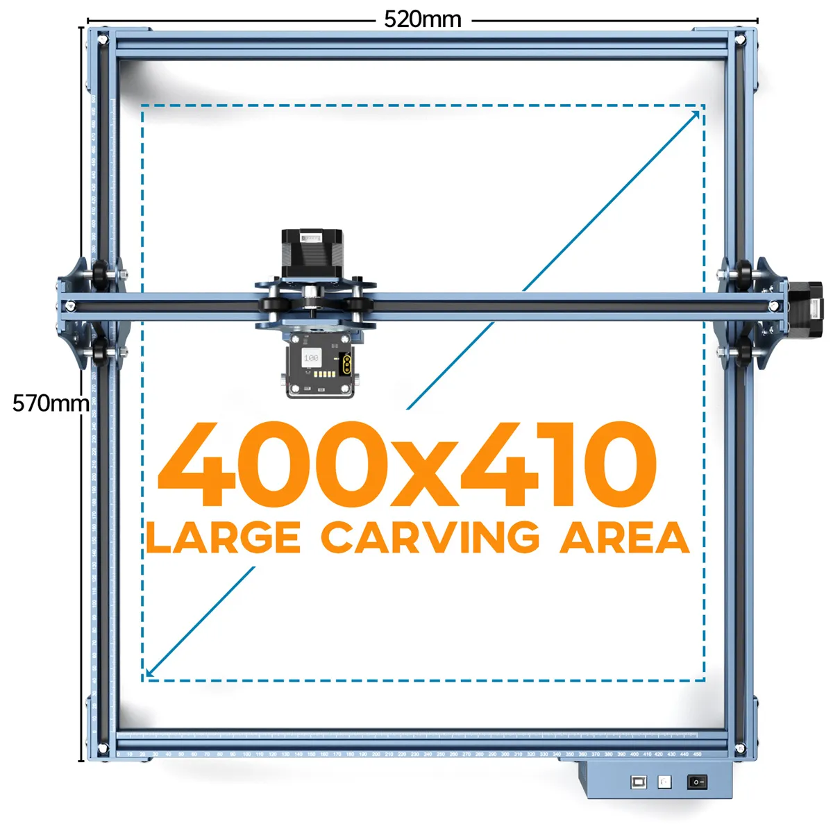 [US Direct] Refurbished SCULPFUN S9 Pro 10W Laser Engraving Machine High-precision Wood Acrylic Laser Engraver Cutter 400x410mm Work Area Full Metal Structure Quick Assembly Design Thin Laser Beam Shaping Technology for Cardboard Fabric Bamboo