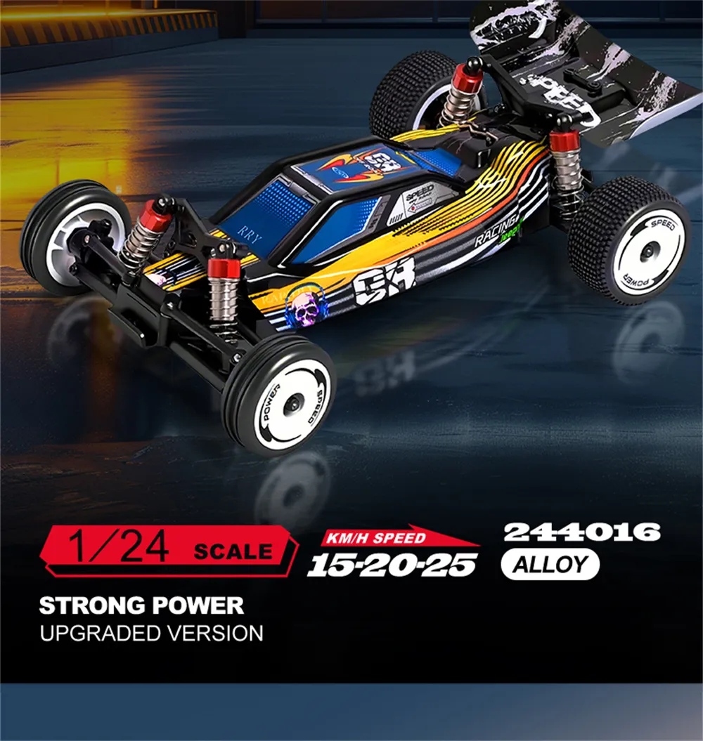 Wltoys 244016 RTR 1/24 2.4G 2WD RC Car Full Proportional High Speed Electric Racer with Gyro Cruise Control Three Speeds Vehicles Models Toys