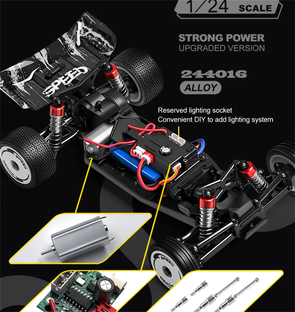 Wltoys 244016 RTR 1/24 2.4G 2WD RC Car Full Proportional High Speed Electric Racer with Gyro Cruise Control Three Speeds Vehicles Models Toys