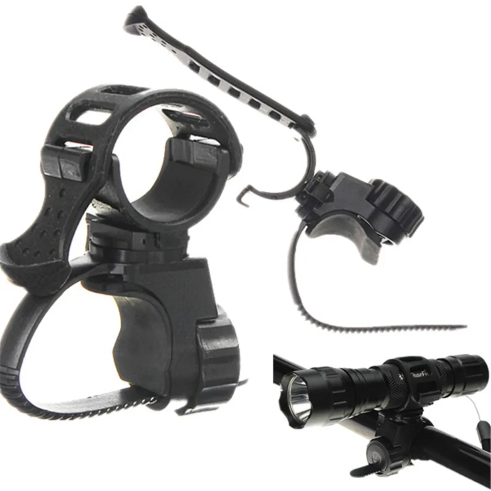 Bicycle Handlebar Light Bracket 360 Degree Rotatable Bike Lamp Holder LED Flashlight Plastic Clip Bike Light Mount Bracket