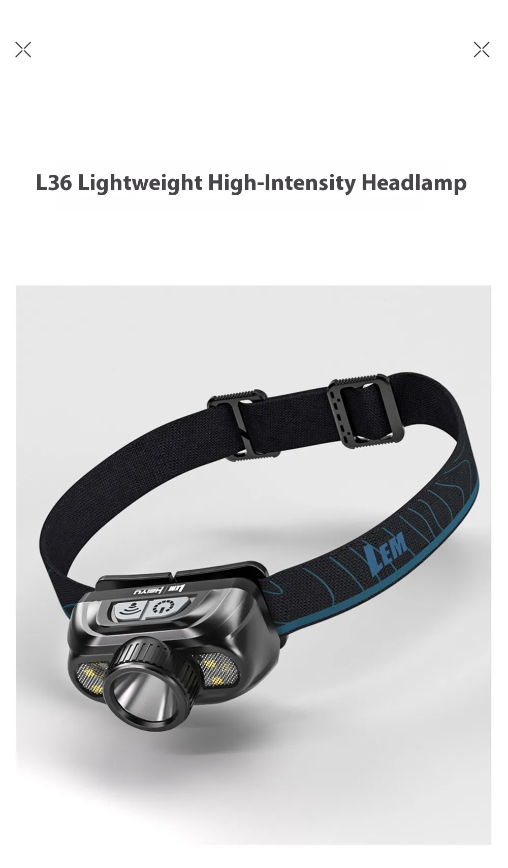 LEM Outdoor 800LM Wave Sensor Headlamp Dual Light Source Ultra-Bright Headlamp Long-Lasting Rechargeable Helmet Lamp for Outdoor Night Fishing Riding