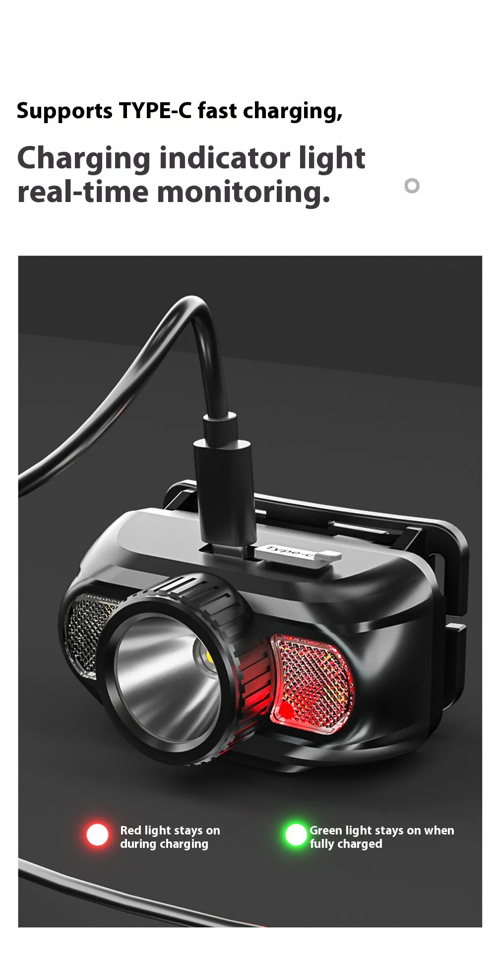 LEM Outdoor 800LM Wave Sensor Headlamp Dual Light Source Ultra-Bright Headlamp Long-Lasting Rechargeable Helmet Lamp for Outdoor Night Fishing Riding