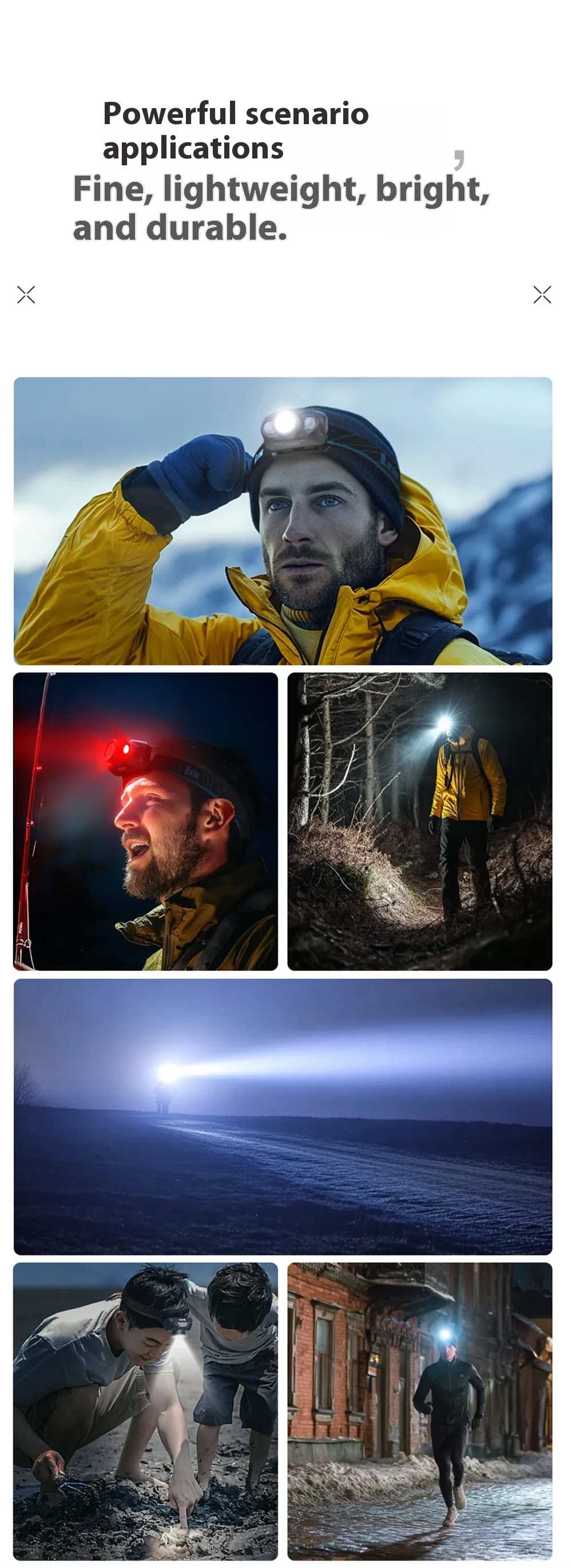 LEM Outdoor 800LM Wave Sensor Headlamp Dual Light Source Ultra-Bright Headlamp Long-Lasting Rechargeable Helmet Lamp for Outdoor Night Fishing Riding