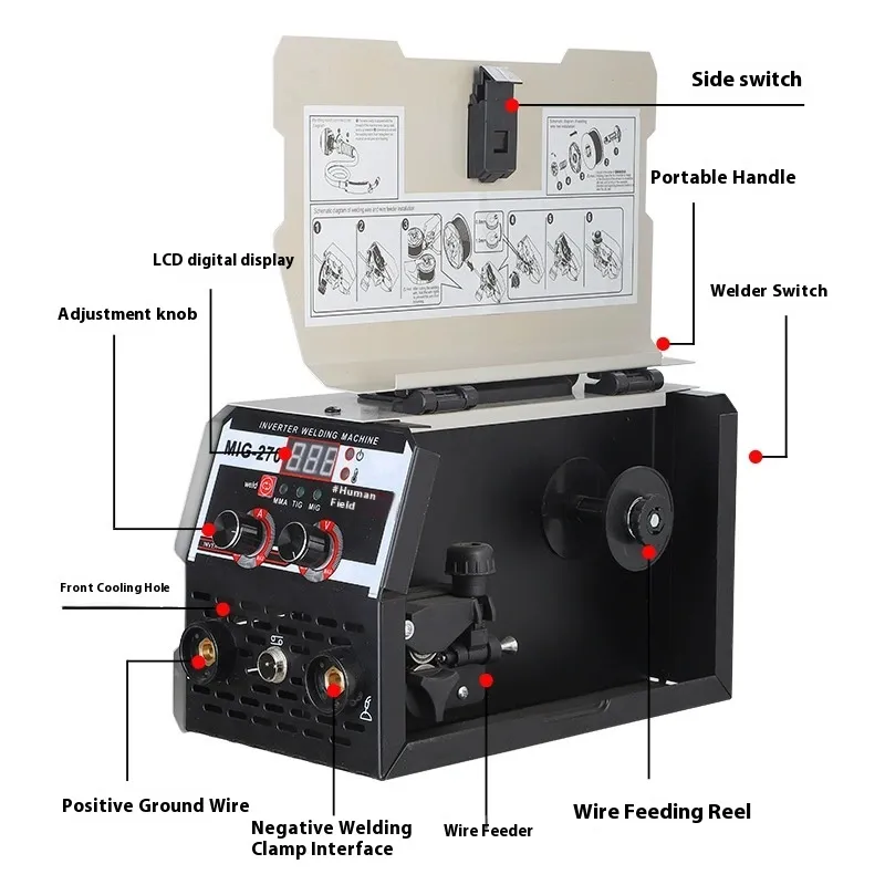 MIG-270 Welding Machine 220V EU Standard Inverter IGBT Technology 25-270A Adjustable Portable Lightweight Compact Welder for Home and Professional Use