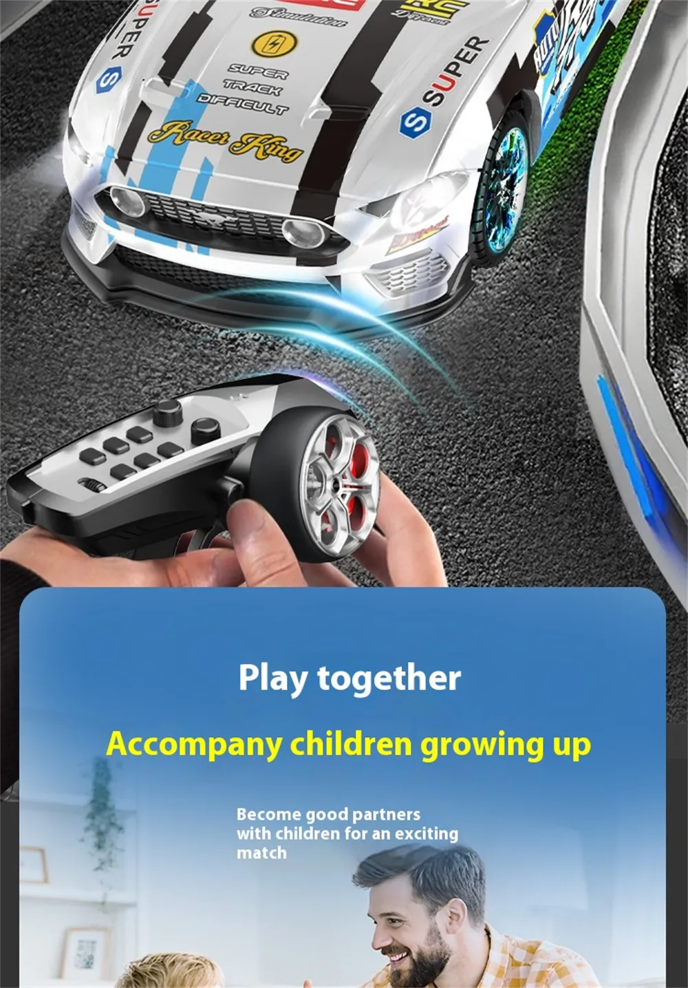 ZY013 RTR 1/43 2.4G 4WD Drift RC Car Mini Full Proportional LED Light Optional Gyro Remote Control High-Speed On-Road Racing Vehicles Models Boys Gifts Toys