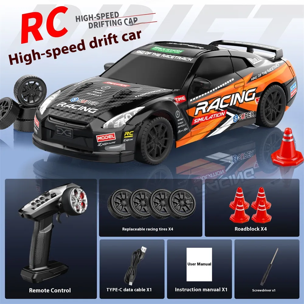ZY013 RTR 1/43 2.4G 4WD Drift RC Car Mini Full Proportional LED Light Optional Gyro Remote Control High-Speed On-Road Racing Vehicles Models Boys Gifts Toys