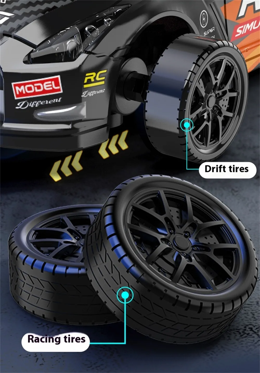 ZY013 RTR 1/43 2.4G 4WD Drift RC Car Mini Full Proportional LED Light Optional Gyro Remote Control High-Speed On-Road Racing Vehicles Models Boys Gifts Toys
