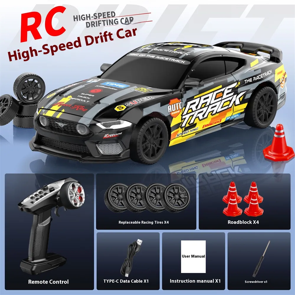ZY013 RTR 1/43 2.4G 4WD Drift RC Car Mini Full Proportional LED Light Optional Gyro Remote Control High-Speed On-Road Racing Vehicles Models Boys Gifts Toys