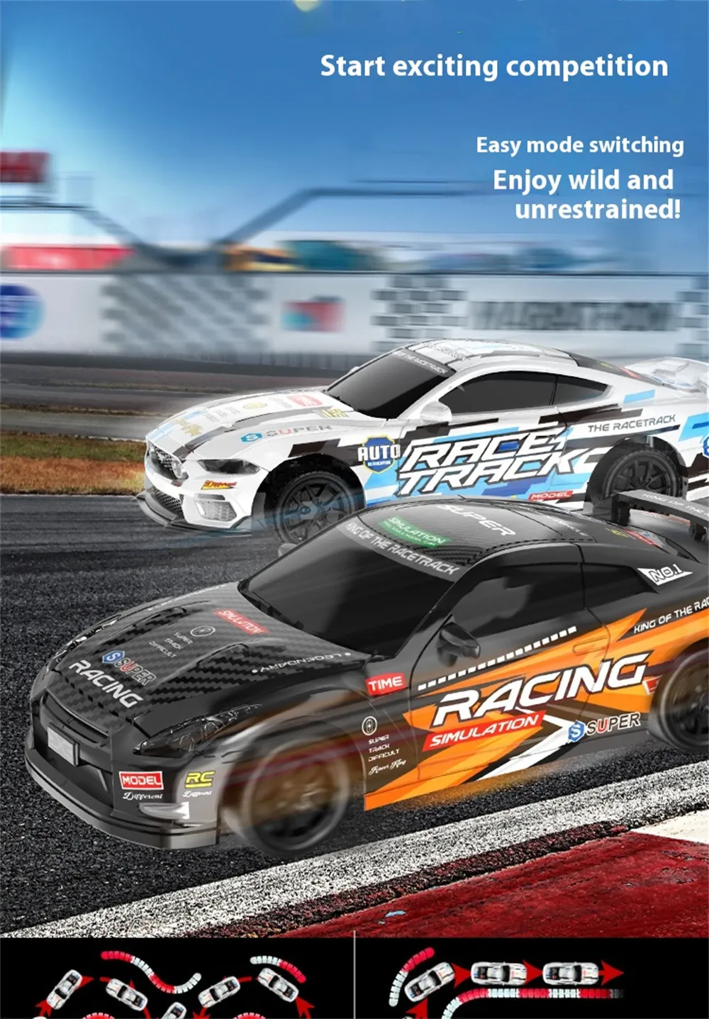 ZY013 RTR 1/43 2.4G 4WD Drift RC Car Mini Full Proportional LED Light Optional Gyro Remote Control High-Speed On-Road Racing Vehicles Models Boys Gifts Toys