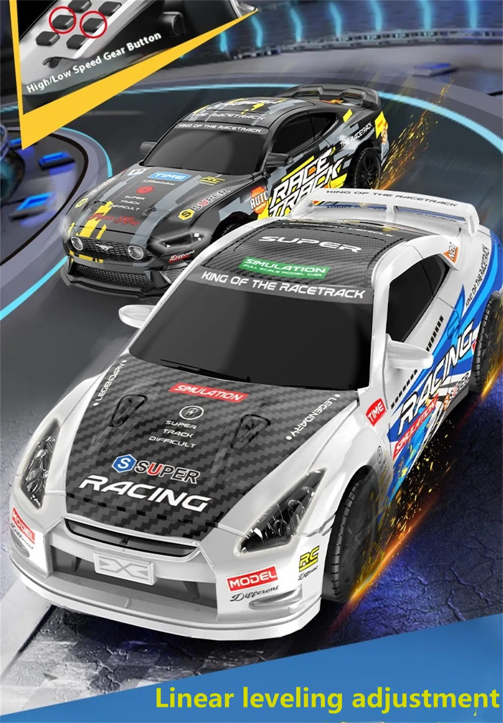 ZY013 RTR 1/43 2.4G 4WD Drift RC Car Mini Full Proportional LED Light Optional Gyro Remote Control High-Speed On-Road Racing Vehicles Models Boys Gifts Toys