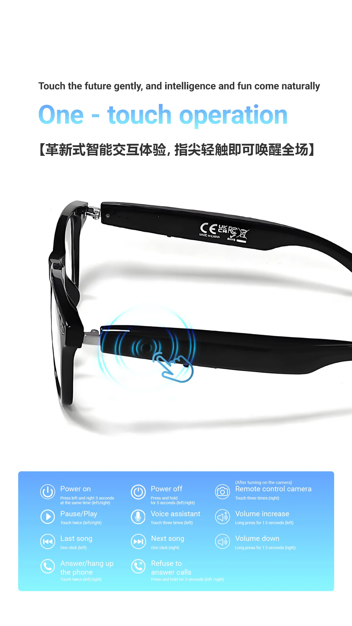 Bakeey F16 AI bluetooth 5.4 Glasses Real Time Translation 100 Languages Music Calling Type-C Charging Anti Blue Light UV Protection Touch Control Dual Motherboard Design Smart Glasses Bakeey F16 AI bluetooth 5.4 Glasses Real Time Translation 100 Languages Music Calling Type-C Charging Anti Blue Light UV Protection Touch Control Dual Motherboard Design Smart Glasses