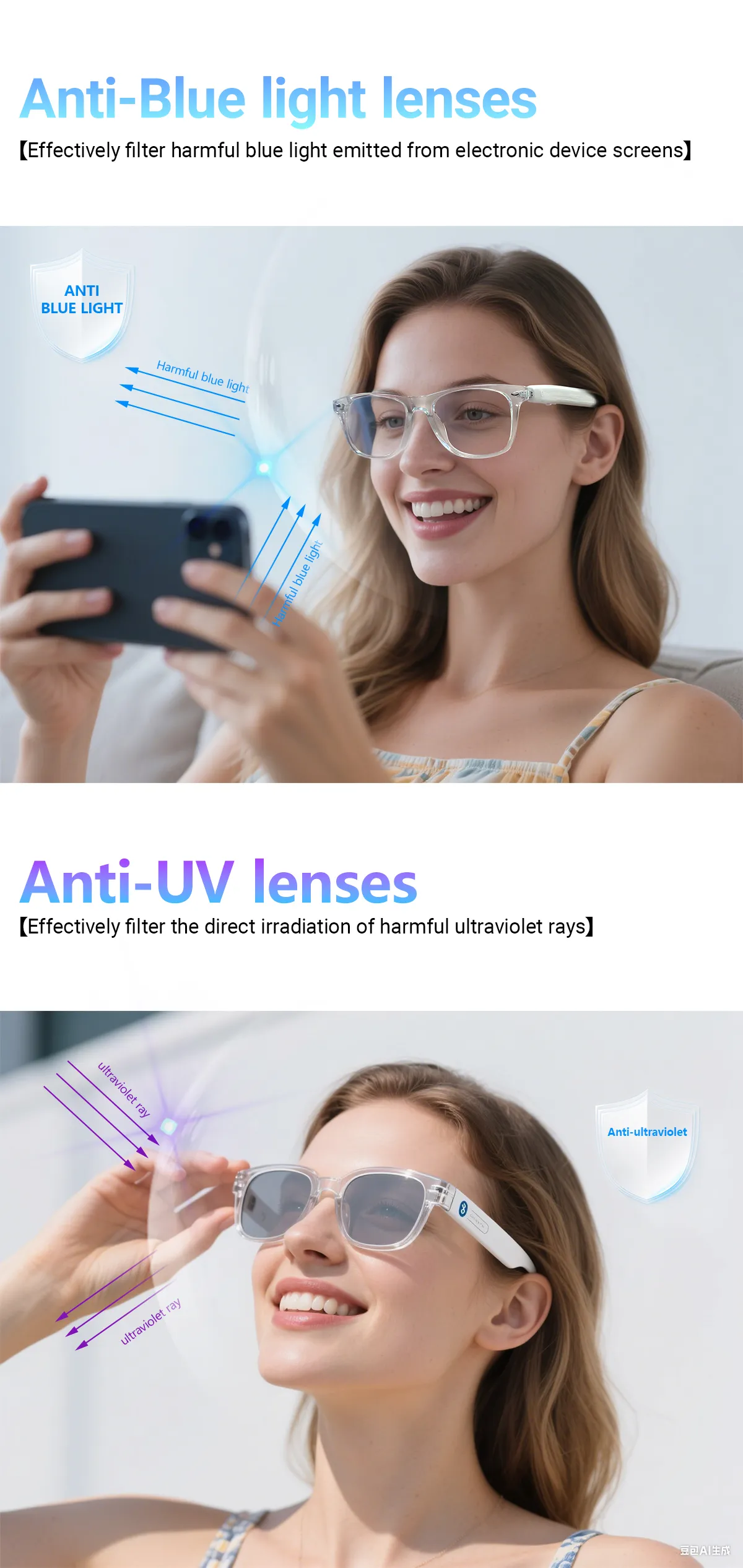 Bakeey F16 AI bluetooth 5.4 Glasses Real Time Translation 100 Languages Music Calling Type-C Charging Anti Blue Light UV Protection Touch Control Dual Motherboard Design Smart Glasses Bakeey F16 AI bluetooth 5.4 Glasses Real Time Translation 100 Languages Music Calling Type-C Charging Anti Blue Light UV Protection Touch Control Dual Motherboard Design Smart Glasses