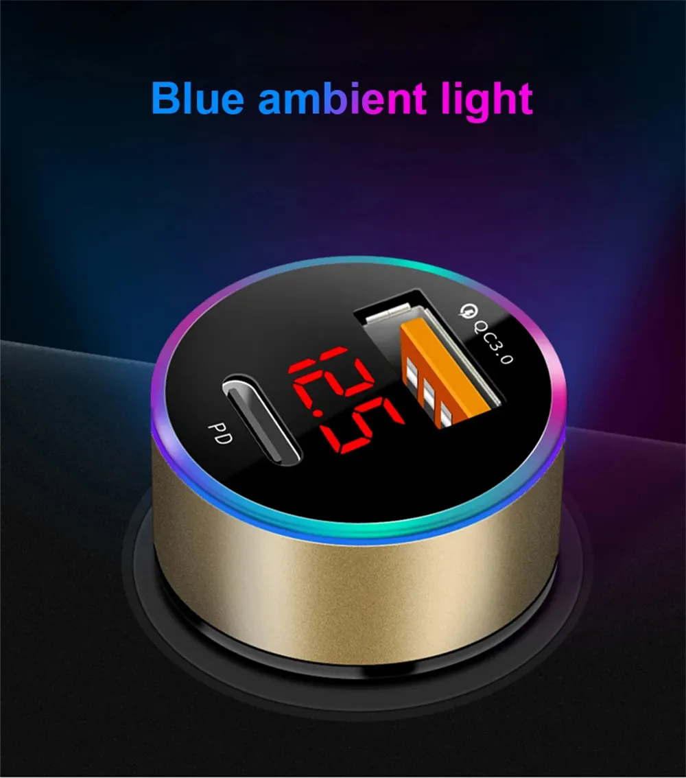 38W Car Charger PD+USB QC3.0 Quick Charging Phone Charger 12V -24V Lighter Socket with LED Voltmeter Display 38W Car Charger PD+USB QC3.0 Quick Charging Phone Charger 12V -24V Lighter Socket with LED Voltmeter Display