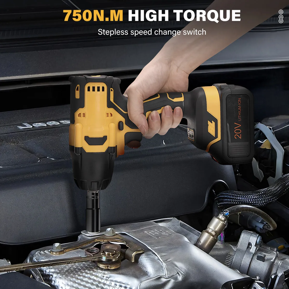 Cordless Impact Wrench 1/2 Inch Drive Brushless Motor 750Nm Torque 3-Speed Modes 2000 RPM 20V 15000mAh Battery LED Light Power Tool Cordless Impact Wrench 1/2 Inch Drive Brushless Motor 750Nm Torque 3-Speed Modes 2000 RPM 20V 15000mAh Battery LED Light Power Tool