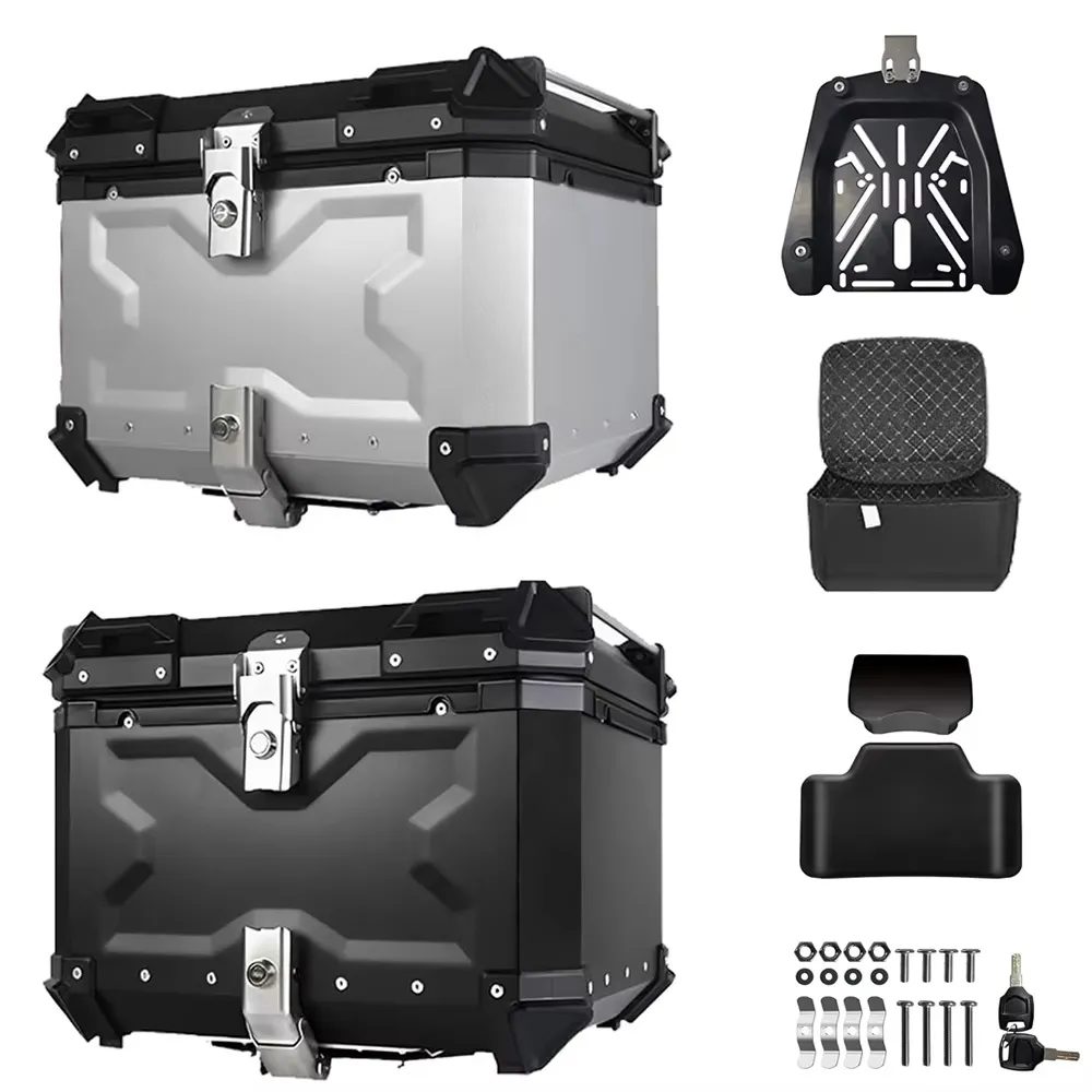 45L Motorcycle Tail Box Trunk Luggage Storage Hard Case Aluminum Universal Top Case Rear Rack Lockable Waterproof and Anti-Collision for Motorcycle Election Scooter 45L Motorcycle Tail Box Trunk Luggage Storage Hard Case Aluminum Universal Top Case Rear Rack Lockable Waterproof and Anti-Collision for Motorcycle Election Scooter