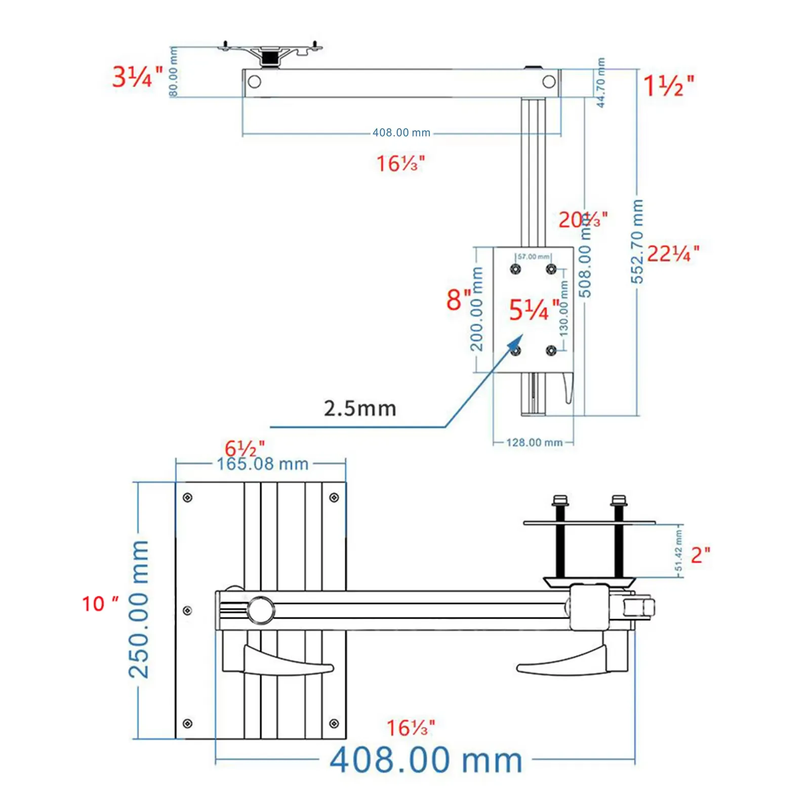 Artudatech Rv Table Leg Swivel Marine Folding & Adjust 360°Campervans Motorhome Table Leg