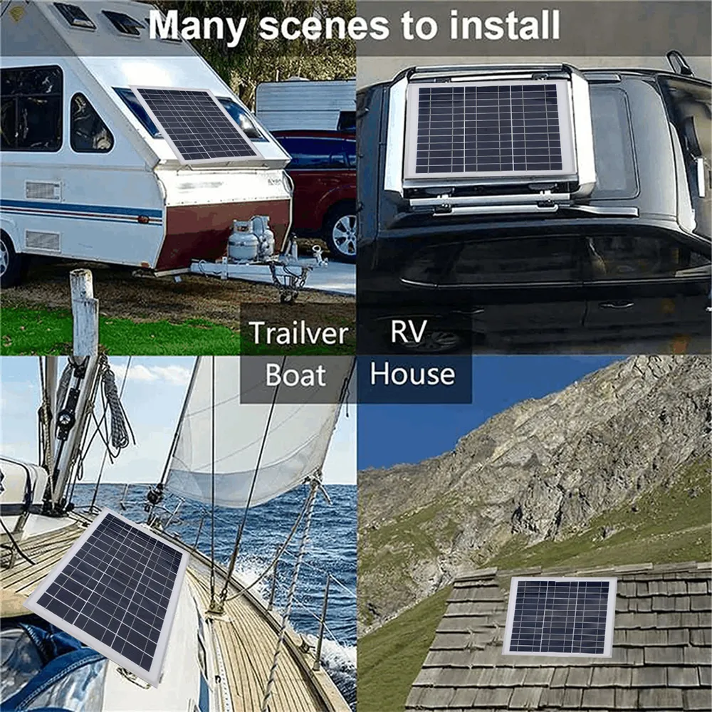 100W Solar Panel Kit Aluminum Frame Polycrystalline Cells 12V Off-Grid Power System MPPT Controller USB RV Boat Caravan Outdoor