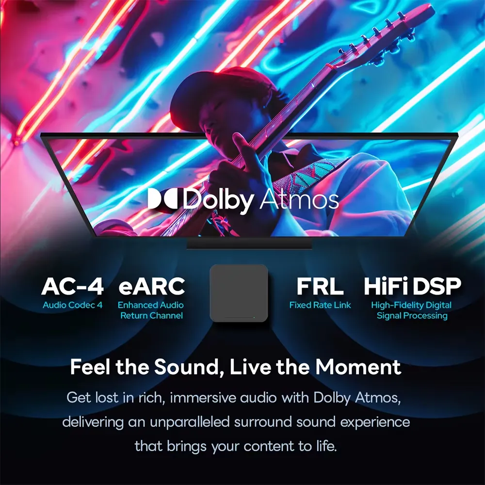 RockTek GT1 UHD TV Box Google Certified 2GB+32GB Realtek1325 A55 Edge AI Support Dolby Atmos 2T2R Wifi5 BT5.2 Android Box Set Top Box