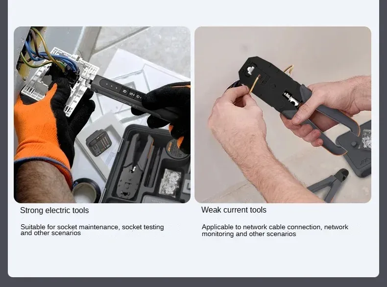 JIMI X1-F Network Toolset with Network Tester Wire Stripper Electric Pen Diagonal Pliers Crystal Heads Cable Ties Compact Toolbox JIMI X1-F Network Toolset with Network Tester Wire Stripper Electric Pen Diagonal Pliers Crystal Heads Cable Ties Compact Toolbox