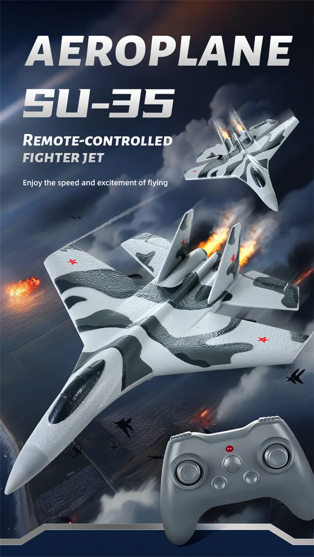 Flybear FX8820 SU-35 Fighter 290mm Wingspan 2.4GHz 3CH Built-in 6-Axis Gyro EPP RC Airplane Fixed Wing RTF With LED Lights