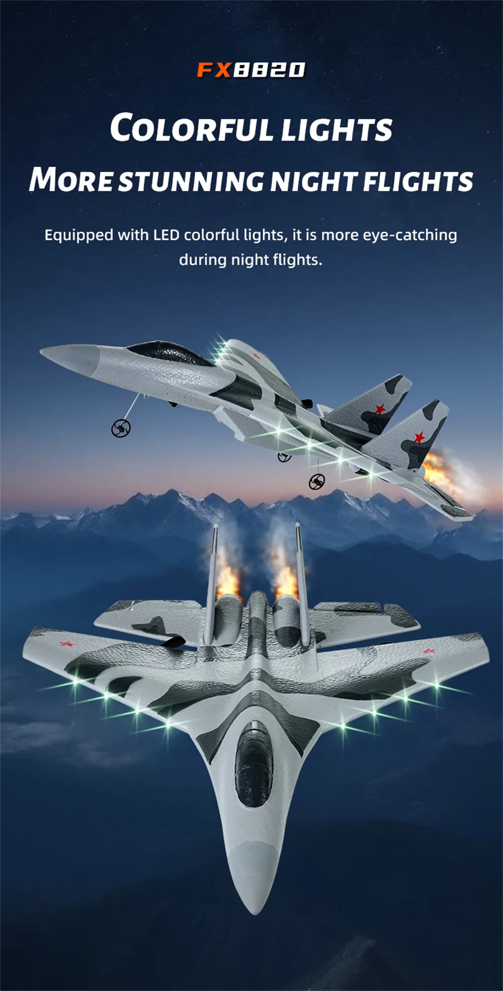 Flybear FX8820 SU-35 Fighter 290mm Wingspan 2.4GHz 3CH Built-in 6-Axis Gyro EPP RC Airplane Fixed Wing RTF With LED Lights