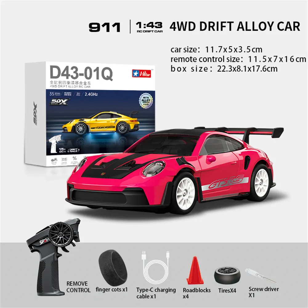 Hstar D43-01 RTR 1/43 2.4G 4WD Drift RC Car Gyro Mini Full Proportional Alloy Body Shell LED Light Remote Control High-Speed Motor On-Road Racing Vehicle Model Boys Gifts Toys Hstar D43-01 RTR 1/43 2.4G 4WD Drift RC Car Gyro Mini Full Proportional Alloy Body Shell LED Light Remote Control High-Speed Motor On-Road Racing Vehicle Model Boys Gifts Toys