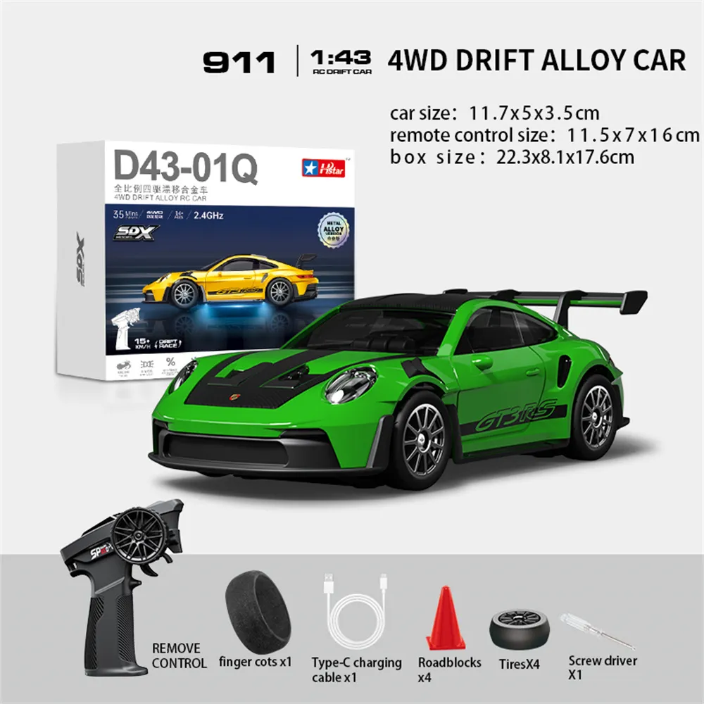 Hstar D43-01 RTR 1/43 2.4G 4WD Drift RC Car Gyro Mini Full Proportional Alloy Body Shell LED Light Remote Control High-Speed Motor On-Road Racing Vehicle Model Boys Gifts Toys Hstar D43-01 RTR 1/43 2.4G 4WD Drift RC Car Gyro Mini Full Proportional Alloy Body Shell LED Light Remote Control High-Speed Motor On-Road Racing Vehicle Model Boys Gifts Toys