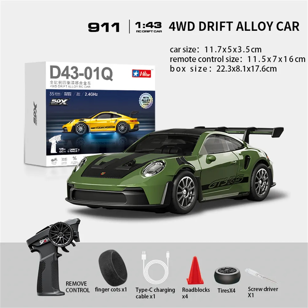 Hstar D43-01 RTR 1/43 2.4G 4WD Drift RC Car Gyro Mini Full Proportional Alloy Body Shell LED Light Remote Control High-Speed Motor On-Road Racing Vehicle Model Boys Gifts Toys Hstar D43-01 RTR 1/43 2.4G 4WD Drift RC Car Gyro Mini Full Proportional Alloy Body Shell LED Light Remote Control High-Speed Motor On-Road Racing Vehicle Model Boys Gifts Toys