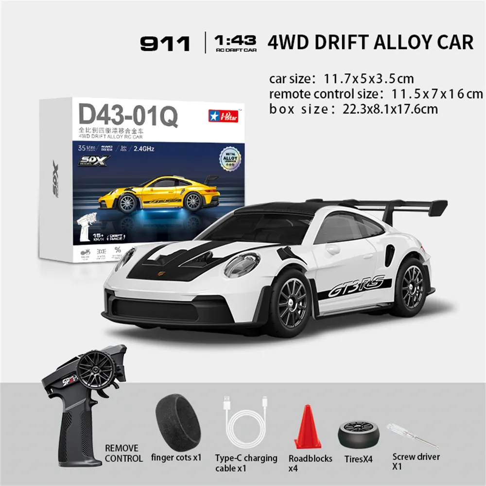 Hstar D43-01 RTR 1/43 2.4G 4WD Drift RC Car Gyro Mini Full Proportional Alloy Body Shell LED Light Remote Control High-Speed Motor On-Road Racing Vehicle Model Boys Gifts Toys Hstar D43-01 RTR 1/43 2.4G 4WD Drift RC Car Gyro Mini Full Proportional Alloy Body Shell LED Light Remote Control High-Speed Motor On-Road Racing Vehicle Model Boys Gifts Toys
