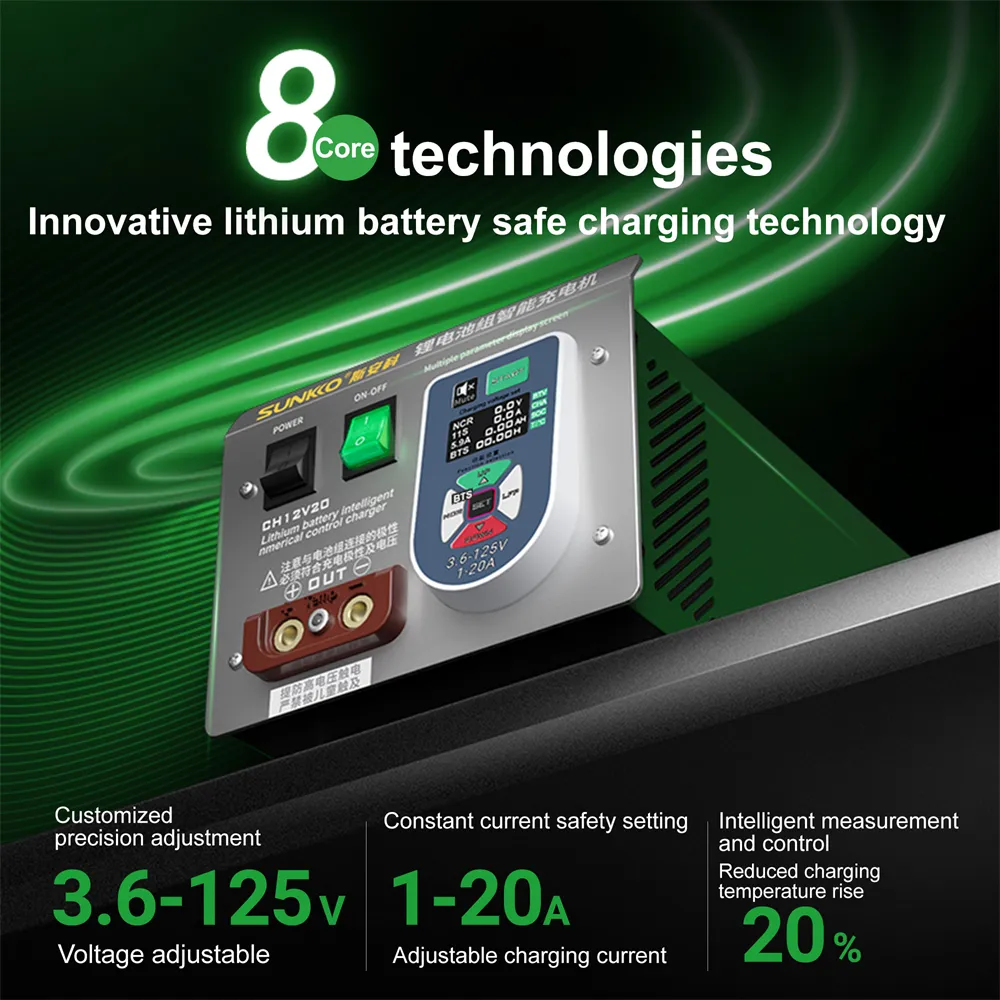 Lithium Battery Pack Charger CH12V20 Intelligent CNC 2.5KW Adjustable Voltage 3.6V-125V Current 1-20A Fast Charging Li-ion LiFePO4 Systems Lithium Battery Pack Charger CH12V20 Intelligent CNC 2.5KW Adjustable Voltage 3.6V-125V Current 1-20A Fast Charging Li-ion LiFePO4 Systems