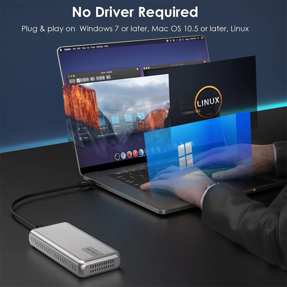 WAVLINK USB4 40Gbps SSD Enclosure for M.2 PCIe NVMe PCIe SSD Thunderbolt4/3 Compatible 3800MB/s High Speed Data Transfer Aluminum Heat Sink SSD Case WAVLINK USB4 40Gbps SSD Enclosure for M.2 PCIe NVMe PCIe SSD Thunderbolt4/3 Compatible 3800MB/s High Speed Data Transfer Aluminum Heat Sink SSD Case