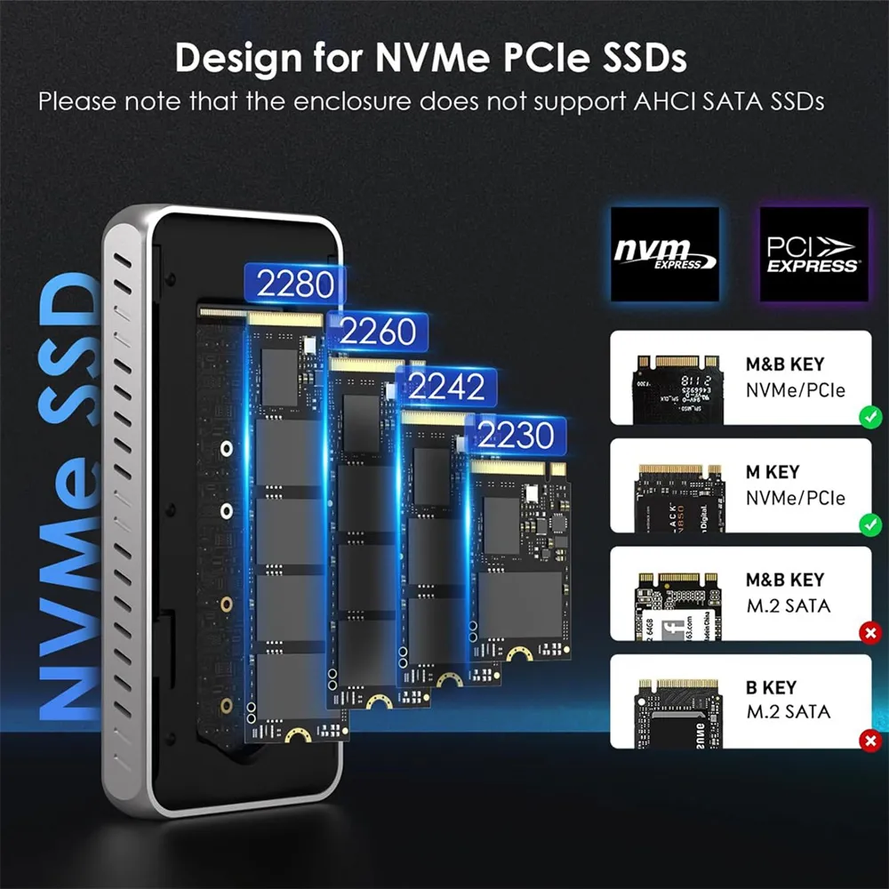 WAVLINK USB4 40Gbps SSD Enclosure for M.2 PCIe NVMe PCIe SSD Thunderbolt4/3 Compatible 3800MB/s High Speed Data Transfer Aluminum Heat Sink SSD Case WAVLINK USB4 40Gbps SSD Enclosure for M.2 PCIe NVMe PCIe SSD Thunderbolt4/3 Compatible 3800MB/s High Speed Data Transfer Aluminum Heat Sink SSD Case