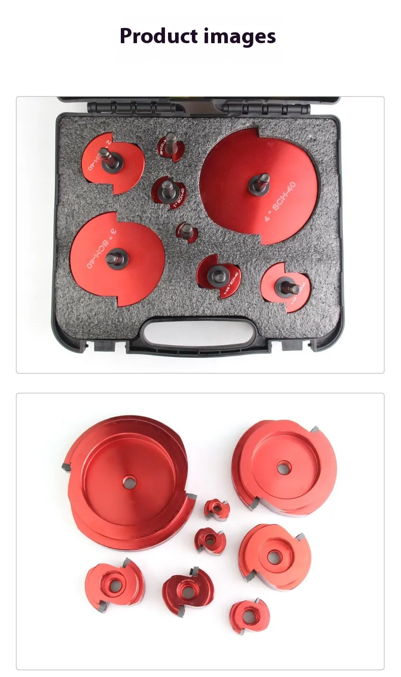8Pcs PVC Water Line Reamer Set SCH 40 Compatible Tungsten Carbide Blades Aluminum Alloy Body Multi Size Drain Line Deburring Tool for Plumbing Repair Supplies