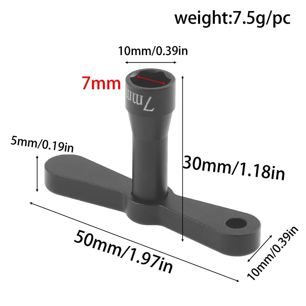 RC Car Aluminum Hex Socket Wrench 7mm Wheel Nut Driver M4 Vehicle Models Tire Removal Tool