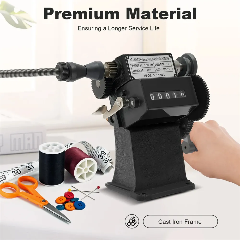 Manual Coil Winder Counter Machine Cast Iron Frame Steel Gear Wire Diameter 02-26mm Mechanical Winding Tool Reliable Compact Design
